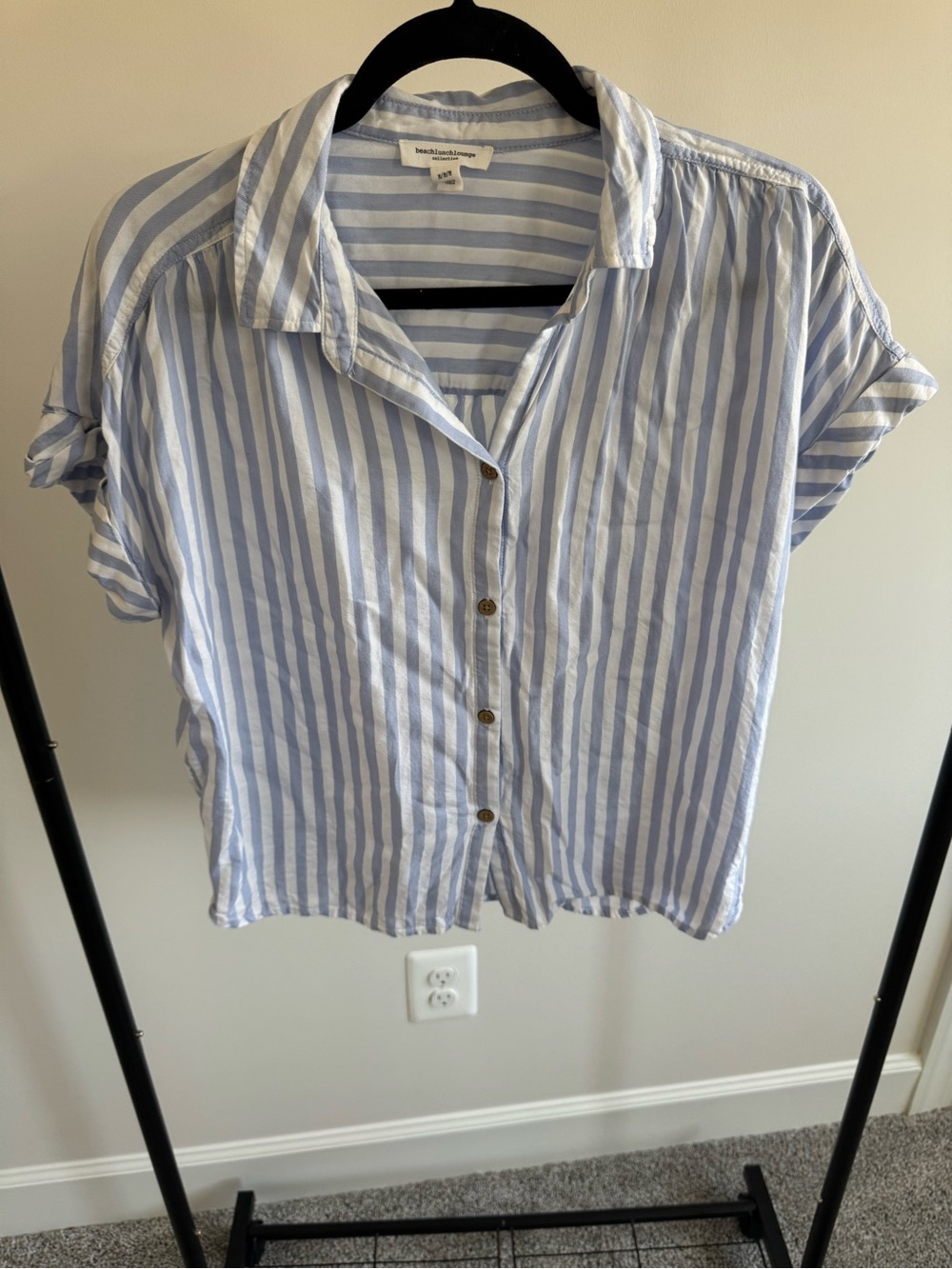 beachlunchlounge Light Blue & White Striped Shirt